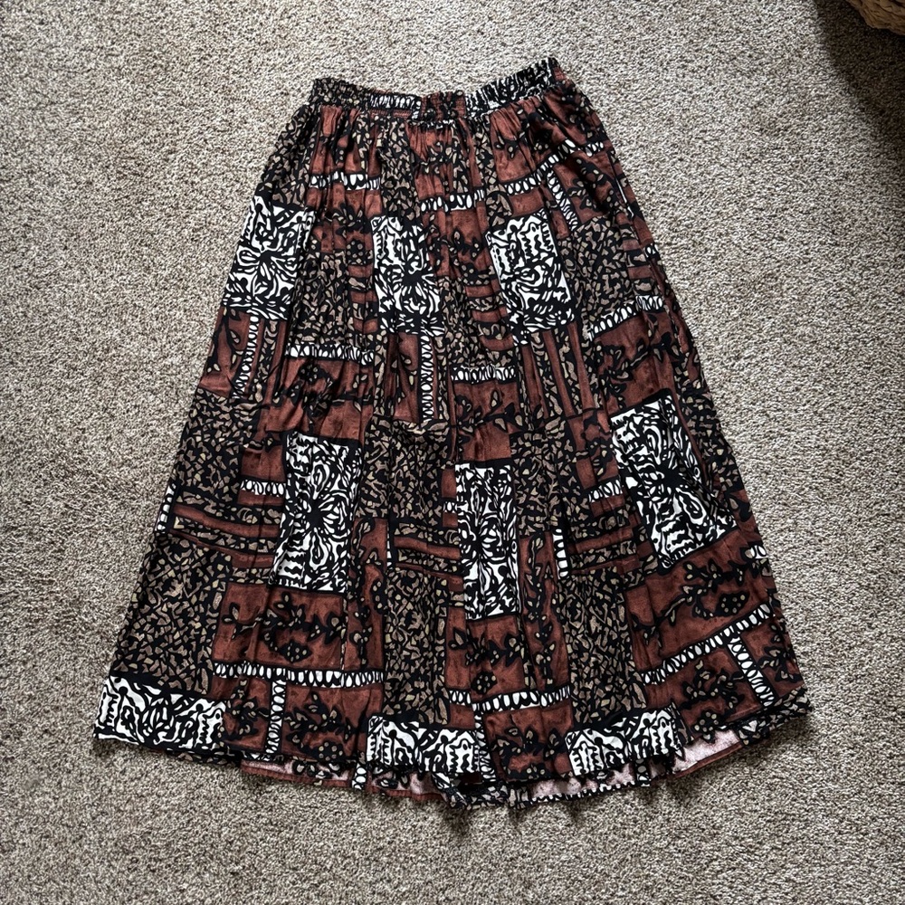 Brown and Black Patterned Women's Skirt